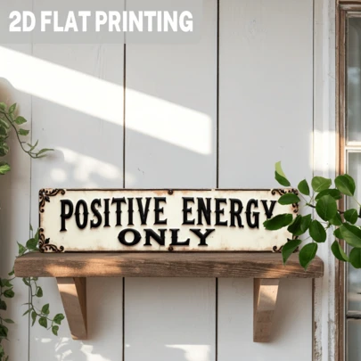 2D Flat, 1pc "Only Positive Vibes Accepted" Farmhouse Style Sign - Black Distressed Font, Suitable For Living Room, Bedroom, Office, Entryway, Home Decor, Farmhouse Decor