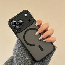 DECOPHONE Ốp lưng điện thoại từ tính màu đen mờ trong suốt, chống rơi vỡ, bảo vệ toàn diện, thiết kế tối giản với các cạnh bo tròn, tương thích với dòng Apple 17 Pro Max/17 Pro. - màu đen - Xem 2