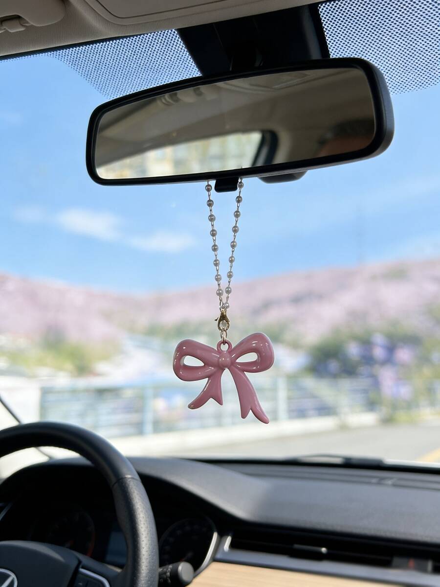 蝴蝶結造型汽車後視鏡吊飾,可愛女性風裝飾,女性汽車配件吊墜 - A - 查看 1