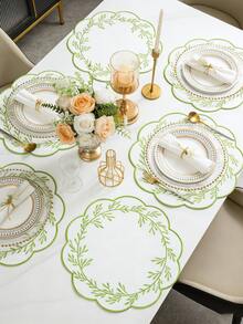 1-200pcs 15 Inch Embroidered Floral Fabric Placemats, Holiday Wedding Party Decor, Easy Clean Wipeable Non-Slip, Suitable For Home Dining Room And Restaurant, Table Decoration, Home Goods - Multicolor - View 2