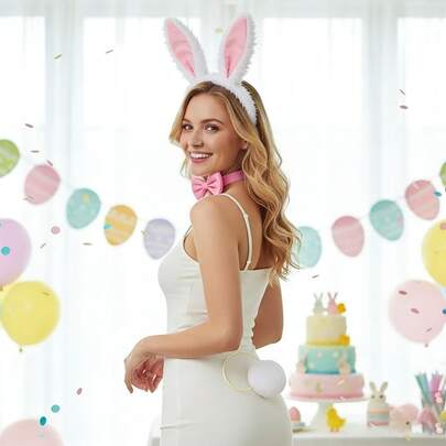 3pcs Easter Bunny Ear Headbands - Cartoon Rabbit Ear Hair Hoops Suitable For Spring Holidays, Photo Shoots, Costume Parties And Easter Egg Hunts, In-Stock Wholesale And Retail, Suitable For Easter Decorations, Party Favors And Photo Booth Props