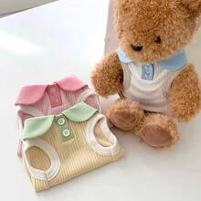 1 buah Kaos Kasual Kerah Blok Warna Macaron Lucu untuk Anjing Kecil/Sedang, Cocok untuk Poodle, Teddy, Pakaian Hewan Peliharaan - Berwarna merah muda - View 3