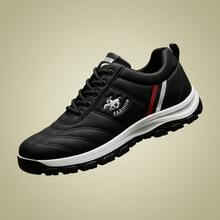Tenis para hombre casuales de moda estilo coreano y Zapatos para hombre deportivos ligeros con cordones. Calzado de material sintético transpirable con suela antideslizante de caucho y excelente amortiguación. Zapatillas cómodas con diseño de rayas decorativas laterales ideal para estudiantes y uso diario, calzado urbano suave, resistente al desgaste y de alta calidad para caminar con estilo. - Negro - Ver 9