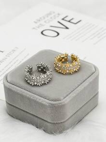 1 par de anillos abiertos con forma de serpiente con rhinestones, anillo de lujo y elegante para los nudillos, joyería de dedo de diseño único - Multicolor - Ver 4