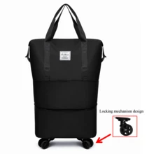 带可拆卸轮子的拉杆旅行包，可扩展女士行李包，可折叠拉杆登机箱，登机箱，男女通用礼品袋 - 彩色 - 查看 15