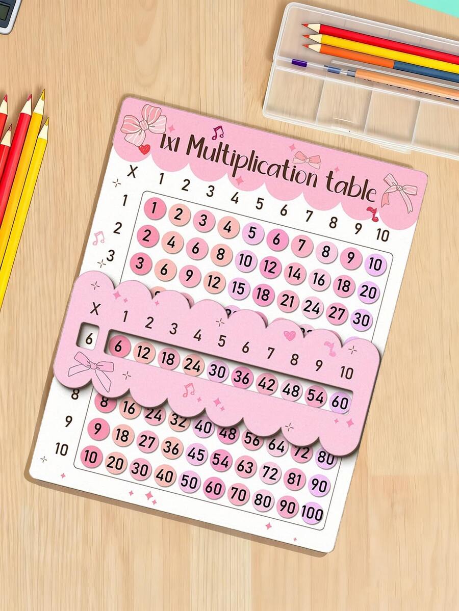 一套乘法表，适用于数学课程和返校礼物。多功能手工艺品 | 天然材料设计，适合家庭聚会。2D平面1x1乘法表卡片，彩色数字。适用于数学课程和返校礼物。多功能手工艺品 | 天然材料设计，适合家庭聚会、艺术手工、返校季。 - 多色 - 查看 1