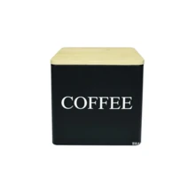 Bộ 1/3 hộp đựng cà phê, trà, đường hình vuông có nắp tre - Hộp đựng nhà bếp bằng kim loại kín - Màu đen/trắng, có khay đựng (tùy chọn). - Nhiều màu - Xem 13