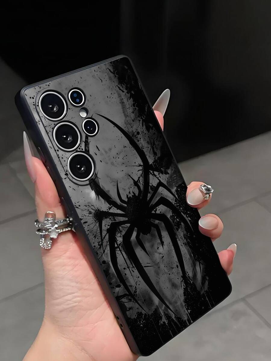 1 pieza Funda de teléfono de araña negra creativa, cubierta protectora suave de TPU durable compatible con Huawei Honor, Galaxy A/S Series, 6A/7A/8A, 12T/13T/14T, versión internacional, no la versión nacional - Negro - Ver 1