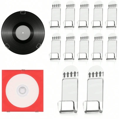 6/12/18 adet Vinil Plak Duvara Monte Rafı, Akrilik Malzeme, Vinil Plak Sergileme Rafı, Vidasız Vinil Plak Duvara Asma Rafı, Kendinden Yapışkanlı Şeffaf Akrilik Vinil Plak Kancaları, Şık Akrilik Plak Rafı, Ev ve Ofis İçin Uygun