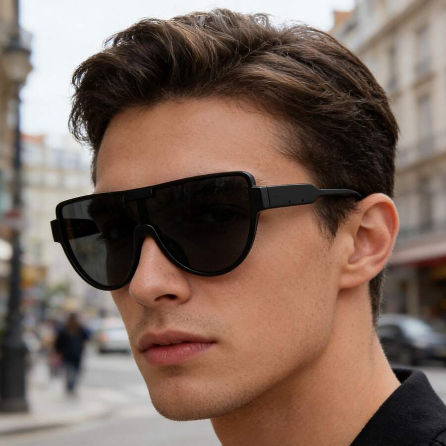 1 Cặp kính thời trang gọng lớn unisex phong cách đường phố, giúp thon gọn khuôn mặt, không cần trang điểm. - màu đen - Xem 1