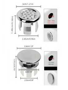 4件套塑料浴室厨房水槽溢水盖替换件，镀层圆形排水盖，水槽配件 - 彩色 - 查看 3