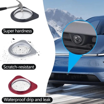 9H Tempered Glass Front Camera Protector For Refreshed Model 3 Highland And Model Y/YL HW4, Rainproof Protective Shield Cover
