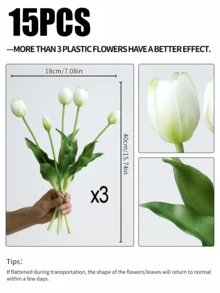 ZaiYe 5/10/15pcs Set, High-End Artificial Tulips, Valentine's Day Gift, Bridal Bouquet, Modern Minimalist European Style Decor, Plastic Fake Flower Bouquet, Artificial Plant Decor, Suitable For Home And Outdoor - Multicolor - View 21