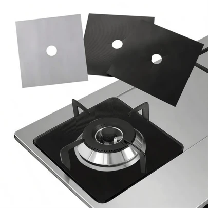 6/12片装燃气灶保护垫，0.12毫米厚，可重复使用，不粘，易清洁厨房/烹饪垫，家用厨房用品，户外烹饪工具保护垫，烧烤垫