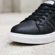 Zapatillas deportivas informales para hombre, tenis para hombre, zapatos para hombre, zapatos para hombre, transpirables y cómodas, con diseño de cordones; zapatillas ligeras para skate, equipadas con suela antideslizante y resistente al desgaste, ideales para deportes al aire libre y para el uso diario. - Negro - Ver 7