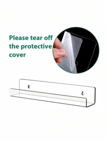 8pcs Transparent Acrylic Vinyl Record Shelf, Room Wall Bookshelf, Floating Bookshelf For, Display Rack, Magazine Rack, Wall Mount Shelf - Transparent - View 8