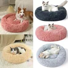 1pc Round Pet Bed, Dog/Cat Nest, Pet Supplies, Ample Filling, Durable, Waterproof & Moisture-Proof - Khaki - View 4