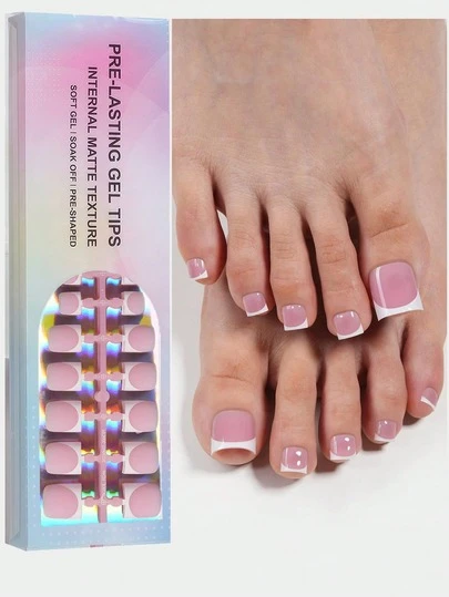 150片哑光法式美甲贴纸，粉白法式美甲贴纸，方形，女士适用，软胶假指甲，可卸除，居家DIY，15种尺寸，适合夏季美甲装饰，按压式美甲贴，美甲用品