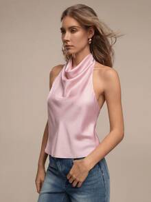 HZXVIC Women's Summer New Solid Color Sexy Backless Cold-Shoulder Blouse, Suitable For Dates And Parties - Baby Pink - View 2