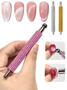 1 pieza Taladro de agua con barra magnética fuerte, adecuado para esmalte de uñas de gel de ojo de gato, bolígrafo magnético de doble cabeza, barra magnética, accesorio de herramienta para diseño de uñas 3D - Multicolor - Ver 1