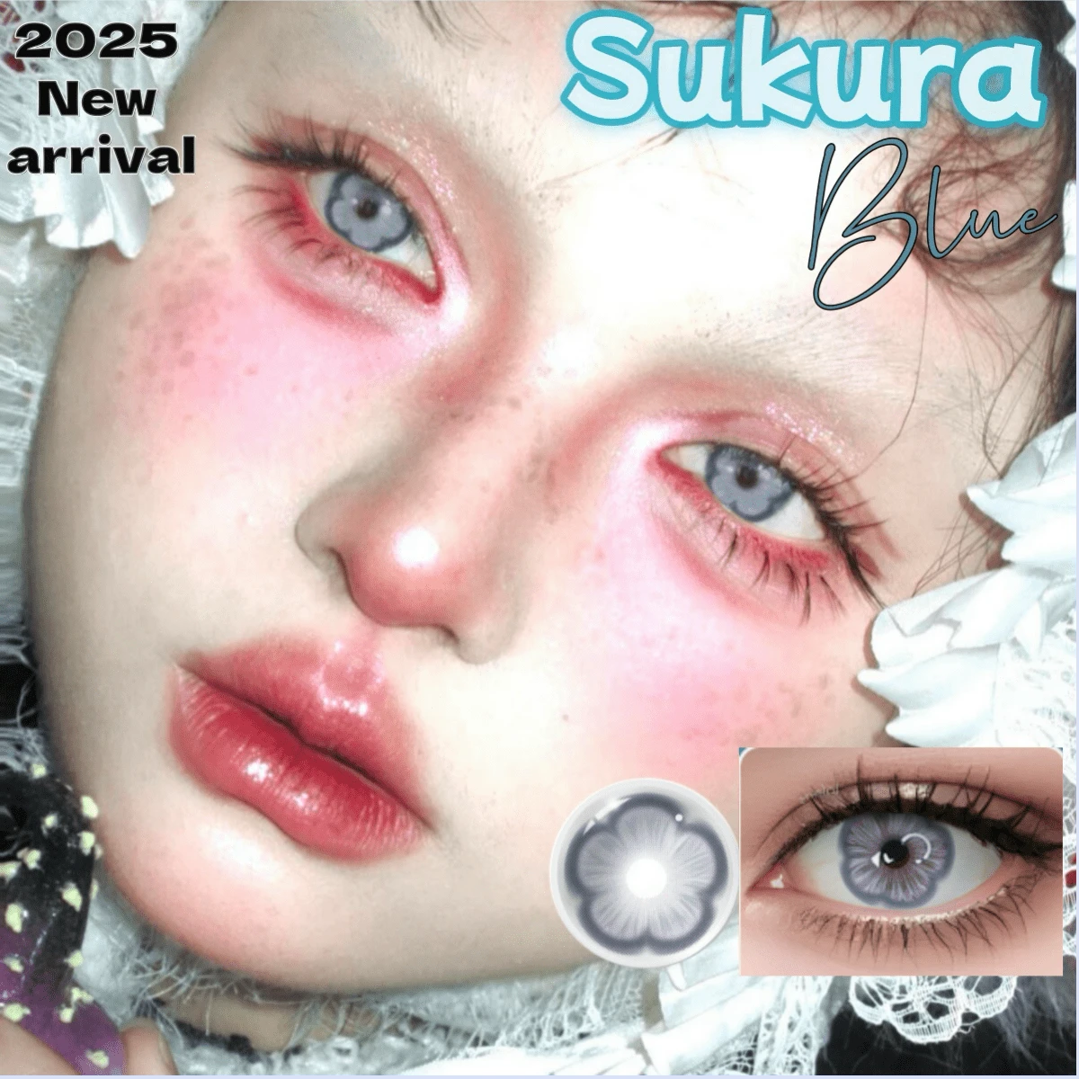 Lalens 自然美瞳放大蓝色隐形眼镜 1副 14.2mm 半年抛型 柔软保湿透气 小瞳孔隐形眼镜 舒适全天佩戴 适合日常办公、约会、聚会、旅行、度假 美容化妆 时尚彩色隐形眼镜