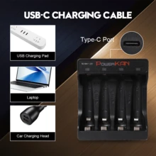 POWERKAN 全套电源套装：1.2V 镍氢 AAA 可充电电池（4 节 300mAh），配备 K411 5V 2A USB 快速充电器，循环寿命超过 1000 次，适用于家用设备，即插即用。 - 是 - 查看 8