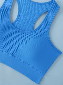 Áo ngực thể thao nữ, áo ngực kiểu racerback dành cho yoga, tập thể dục, chạy bộ, dáng croptop. - Xanh da trời - Xem 4