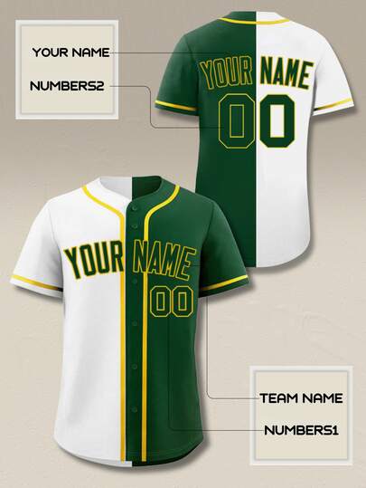 Customizable Name And Number Men's Baseball Jersey Printed Leisure Outdoor Sports Customized XS-2XL