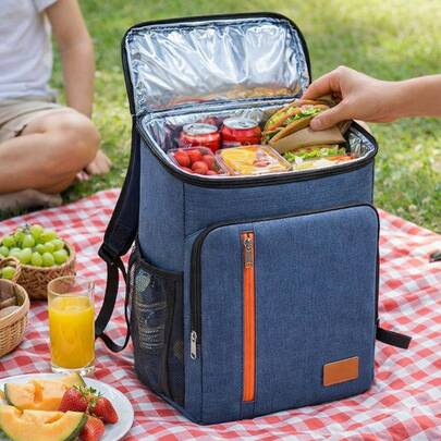 Mochila aislada para el almuerzo de gran capacidad, unisex, bolsa refrigeradora impermeable con forro a prueba de fugas, bolsa de almuerzo portátil adecuada para el trabajo, picnic, senderismo, bolsa de almuerzo duradera con múltiples bolsillos, mantiene los alimentos calientes/fríos durante horas, bolsa contenedora de almuerzo espaciosa para la oficina, la playa y actividades al aire libre, bolsa aislada resistente para la preparación de comidas, mochila ligera para el almuerzo para ir y venir, viajes y uso diario