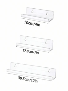 8pcs Transparent Acrylic Vinyl Record Shelf, Room Wall Bookshelf, Floating Bookshelf For, Display Rack, Magazine Rack, Wall Mount Shelf - Transparent - View 9