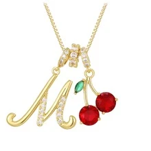 1 chiếc mặt dây chuyền chữ cái và quả anh đào, kiểu dáng sang trọng, dành cho nữ. - Nhiều màu - Xem 19