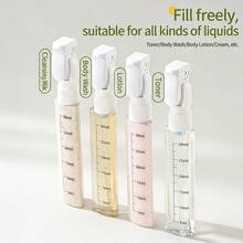 Bộ 1 chai du lịch có thể tháo rời và rửa sạch, chống rò rỉ, bao gồm nước hoa hồng, sữa dưỡng thể, dầu gội và sữa tắm. - Chai phân phối - Xem 5