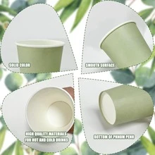 Bộ 90/50/20/10 cốc giấy, cốc tiệc, cốc giấy màu xanh lá cây nhạt, cốc đựng đồ uống lạnh và cà phê, đồ dùng uống cho tiệc tùng, thích hợp cho tiệc sinh nhật, đám cưới, Ngày của Mẹ. - màu xanh lá cây - Xem 7