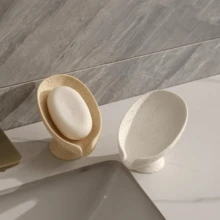 3D Printed Leaf-Shaped Self-Draining Soap Dish, Suitable For Keeping Soap Dry In Shower, Bathroom Sink, Kitchen Counter Or Bathtub, Appearance Similar To Gypsum Stone - Plaster Soap Box - View 4