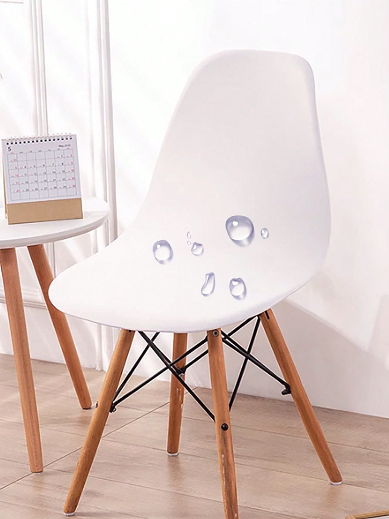 1PC,Milk Shell Chair Cover, Elastic Chair Cover, Nordic Shell Chair Cover, Modern Minimalist Style, Suitable For All Seasons, Curved Chair Cover, Durable And Anti-Spatter, Anti-Cat Paws, Cross-Border Eames Chair Cover - White - View 1
