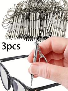 3pcs Eyeglasses Screwdriver, Eyeglasses Repair Screwdriver, Wristwatch Repair Tool Kit With Keychain, Portable Manual Tool, Precision Screwdriver Tool Set - Multicolor - View 2