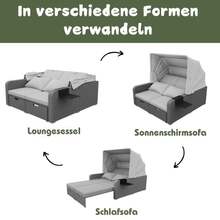 Poly Rattan Garden Furniture For 2 People, Garden Sofa, Lounge Sofa, Removable Canopy, Poly Rattan And Foam, Grey - Grey - View 9