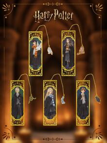 1 pieza Marcapáginas de metal con personajes de Harry Potter, Harry, Ron, Hermione, Luna, Malfoy, marcapáginas huecos vintage con cadena, regalo de papelería adecuado para clubes de lectura, cumpleaños, vacaciones, escritores, amantes de los libros, fans de Harry Potter, regalo de graduación [Autorizado oficialmente] - Multicolor - Ver 1