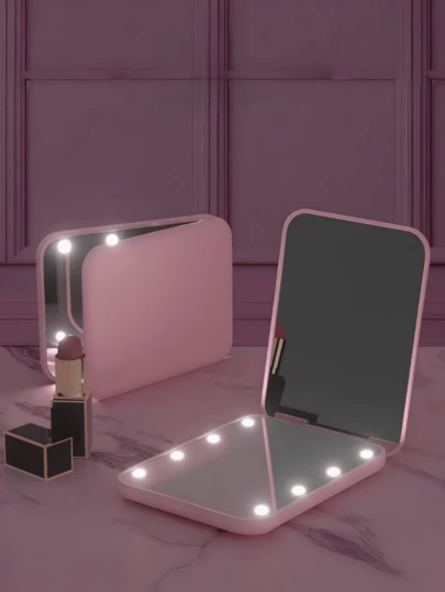 Espejo de maquillaje LED portátil, espejo de maquillaje LED recargable por USB de 320mAh para mesa, espejo de vanidad plegable adecuado para tocador o dormitorio, 3 modos de iluminación - blanco, natural, cálido, brillo ajustable, espejo de maquillaje de mesa plegable con carga USB, adecuado para dormitorio, viaje, maquillaje, oficina, dormitorio - regalo perfecto de Navidad y Halloween para familiares y amigos