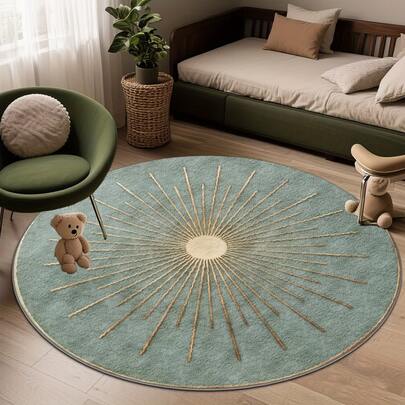 Mother's Day Limited Edition: 1pc Blue Carpet With Sunlight Pattern, Thick Carpet, Plush Carpet, Autumn/Winter Carpet, Living Room Carpet, Area Rug, Decorative Mat, Home Decor, Large Living Room Carpet, Round Carpet, Living Room Decor, Washable Carpet