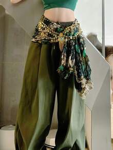 New Retro Jazz Dance Double-Layer Gold Coin Tassel Waist Chain Personality Hip Scarf For Belly Dance & Street Dance - Multicolor - View 8