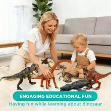 6PCS Large Solid Plastics Durable Dinosaur Toys Set For Kids Ages 3-12 Years Old, Realistic-Looking  Dino T-Rex Carnotaurus, Blue Velociraptor, Mosasaurus Toy, Preschool Dinosaur Learning Toys,  Perfect Party Favors Birthday Imaginative Play Gifts For Boys Girls Children, Preschool Counting - 彩色 - 查看 5