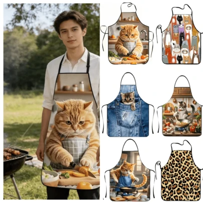 고양이 패턴 멀티 스타일 앞치마, 가정용 앞치마, 주방 요리 앞치마, 조절 가능한 패션 앞치마, 통기성 미니멀리스트 앞치마, 버블티/커피숍 앞치마, 가정 청소 앞치마, 가정용 앞치마, 주방 앞치마, 손 닦는 앞치마, 요리 앞치마, 패션 앞치마, 유니섹스 앞치마, 스모크 앞치마, 가정용 스모크, 주방 가정용, 레스토랑 작업, 버블티 가게, 베이킹, 네일 살롱, 꽃집, 케이터링 사업, 고양이 멀티 스타일 만능 앞치마