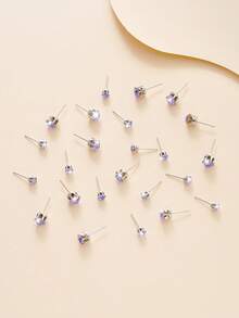 12 Pairs Fashionable Minimalist Luxurious Stainless Steel Earrings Set With Rhinestones, Versatile Jewelry Accessories Suitable For Festivals, Parties, And Outfits - Multicolor - View 3