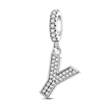 1 Pc A-Z 26-Letter Alphabet Charms With Inlaid Shiny Zirconia-DIY LOVE Letter Jewelry Gift, Perfect For Custom Bracelets And Necklaces - Silver - View 32