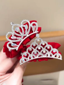 Crown Bun Hair Clip, Red Festive Ponytail Holder, Atmosphere-Enhancing - Multicolor - View 5