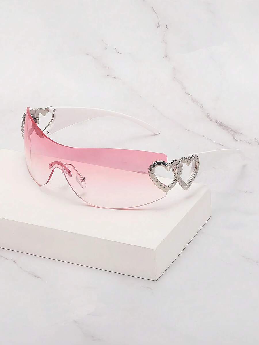 1 chiếc kính thời trang không gọng bằng nhựa, kiểu dáng ôm sát mặt. - Màu Hồng baby - Xem 1