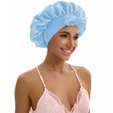 ZTZI Premium Satin Hair Protection Cap, Reusable Waterproof Shower Accessory - TT Matching Color Bow Round Hat - View 13