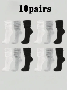 3 Pairs/6 Pairs/10 Pairs/20 Pairs Autumn Winter Knitted Socks, Hollow Knitted Socks, Open Toe Socks, Men's Tight Mid-Calf Socks, Tight Thigh High Socks, Autumn - Multicolor - View 6