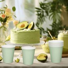Sage Green Paper Cups, Cold Drink Cups And Coffee Cups, Party Tableware, Suitable For Birthday Party, Wedding, Mother's Day - Mint Green - View 5
